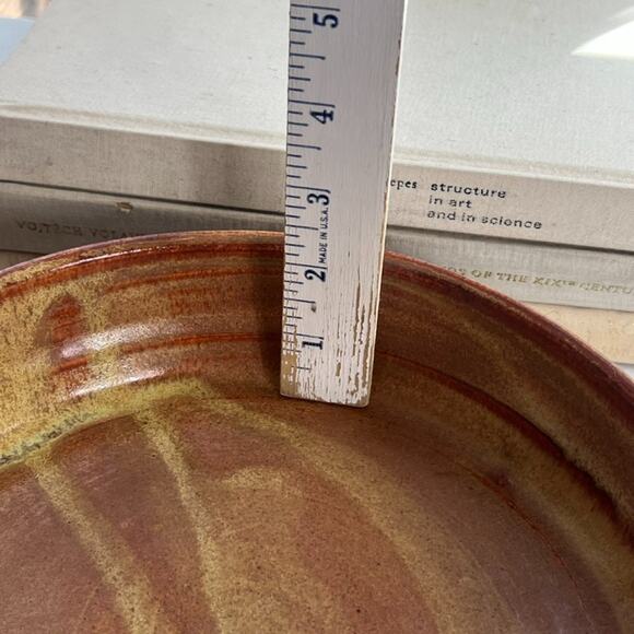 Art Studio Pottery Hand Thrown Dish Bowl Artist Stamped 9.5" - Picture 7 of 14